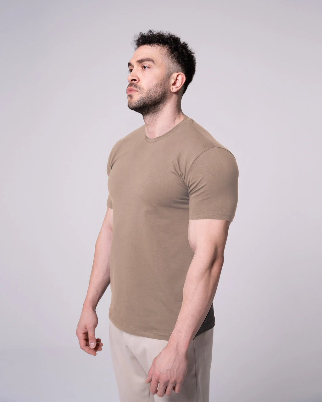 Taş Rengi Bisiklet Yaka Tişört Craftlabel