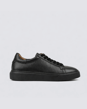 Black & Black Leather Sneakers 2.8" Height Boosting Shoes