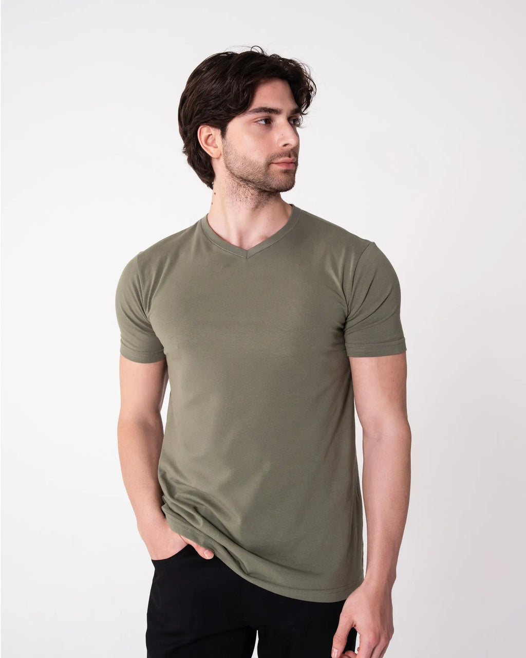 Olive V-Neck T-Shirt