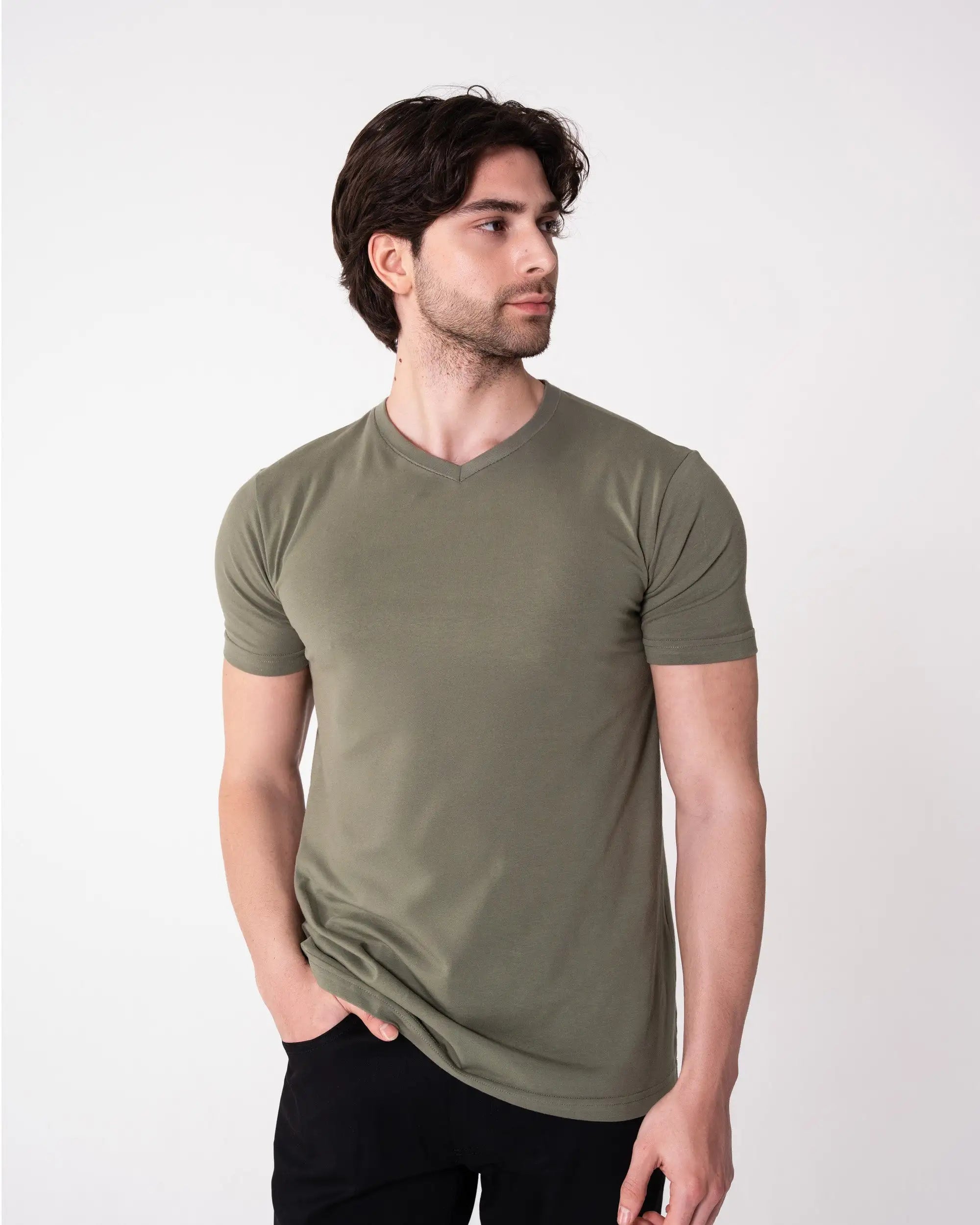 Olive V-Neck T-Shirt