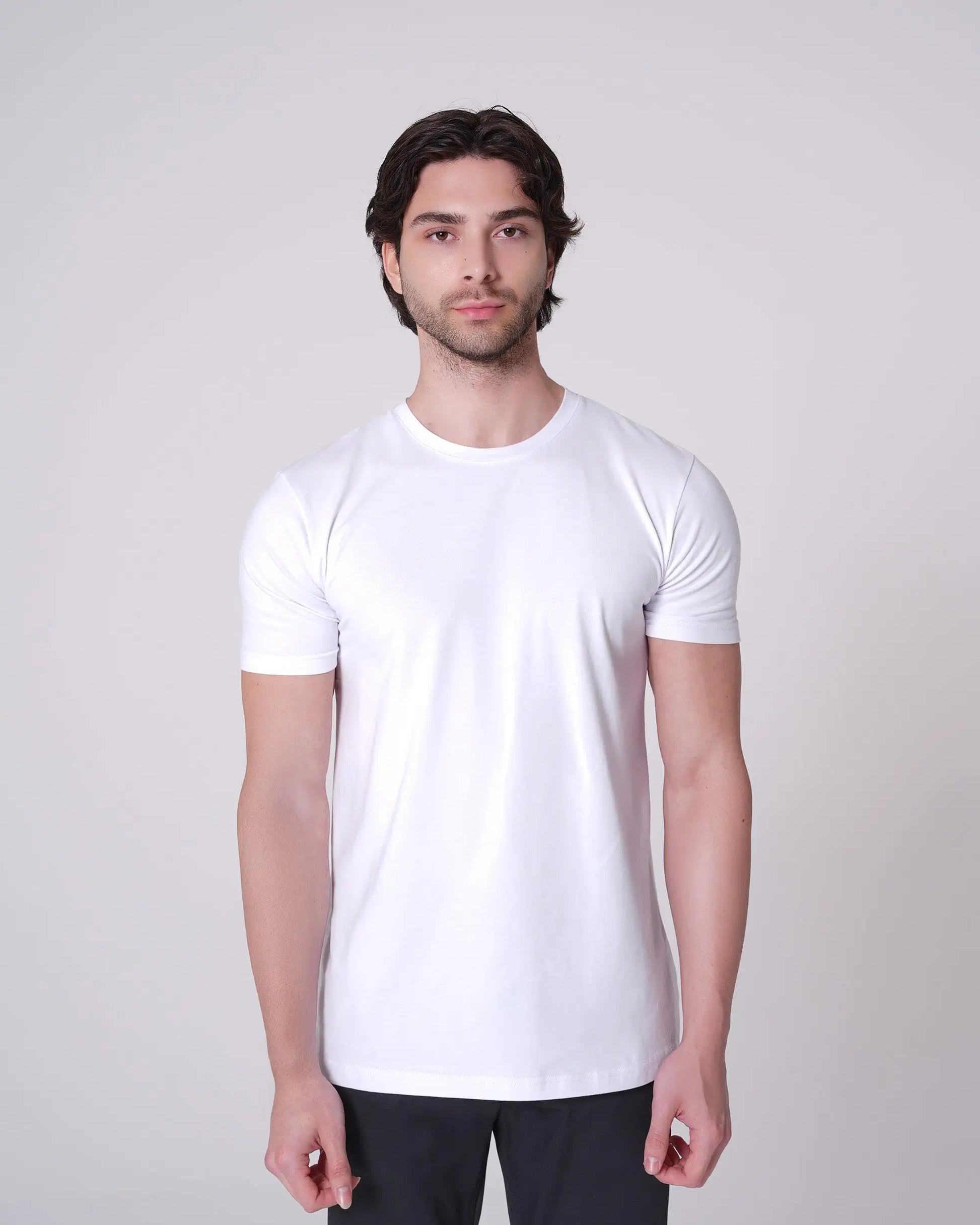 Beyaz Bisiklet Yaka Tişört Craftlabel