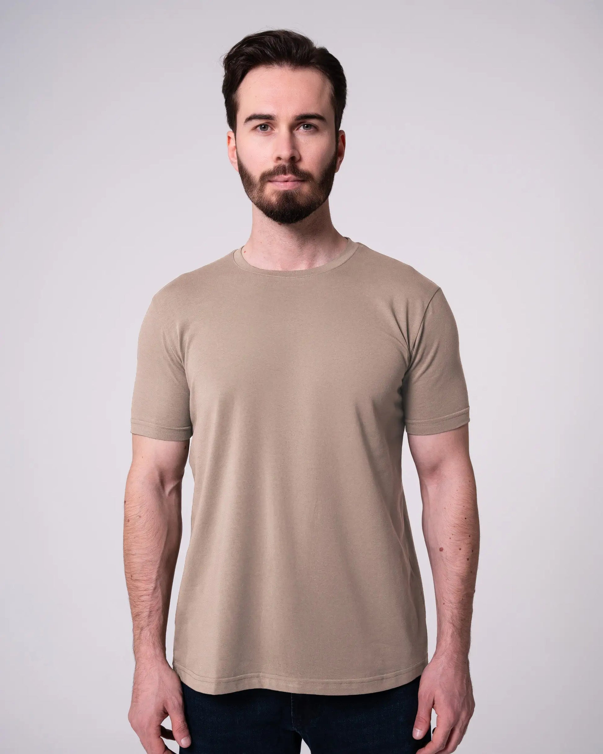 Taş Rengi Bisiklet Yaka Tişört Craftlabel