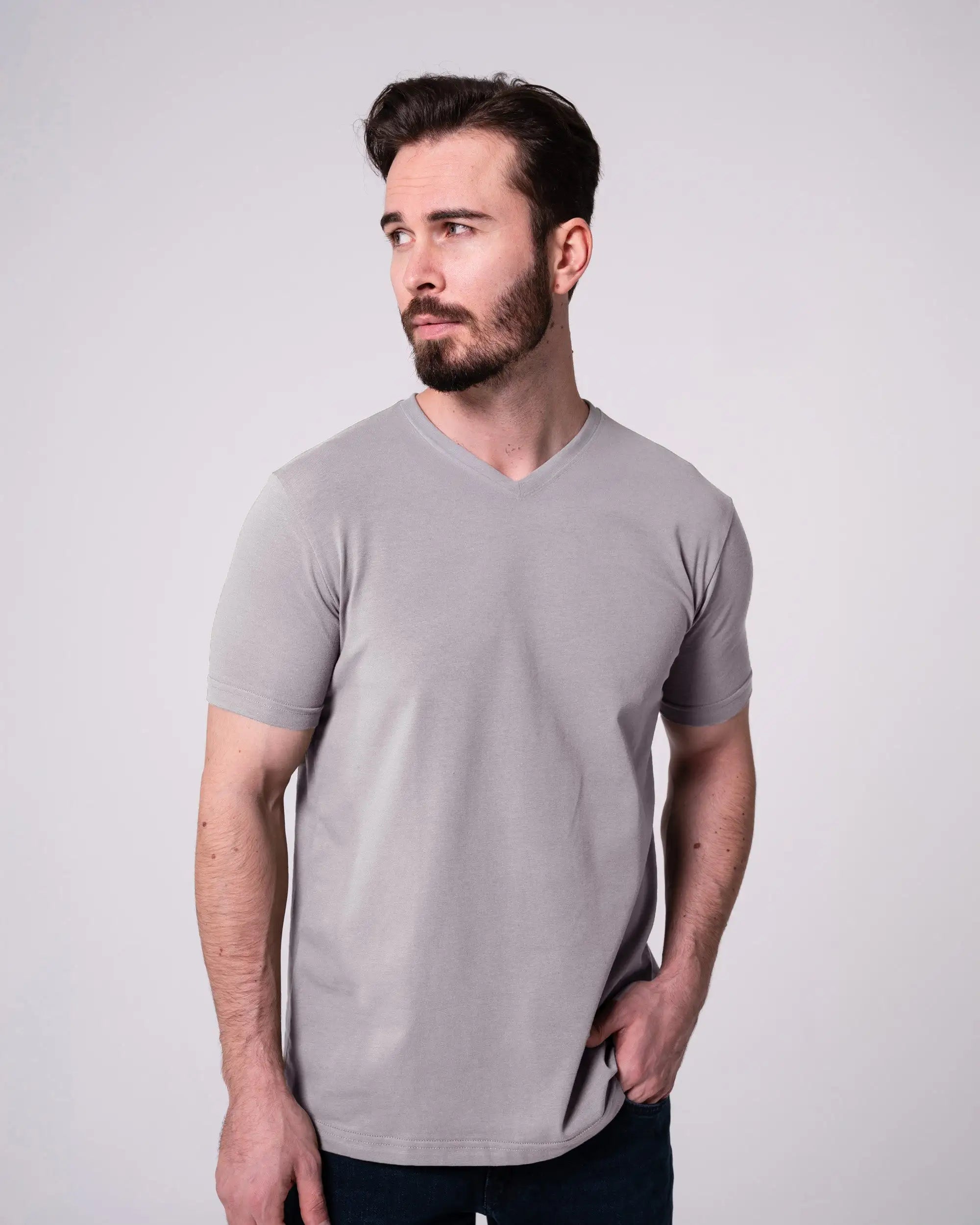 Gray V-Neck T-Shirt