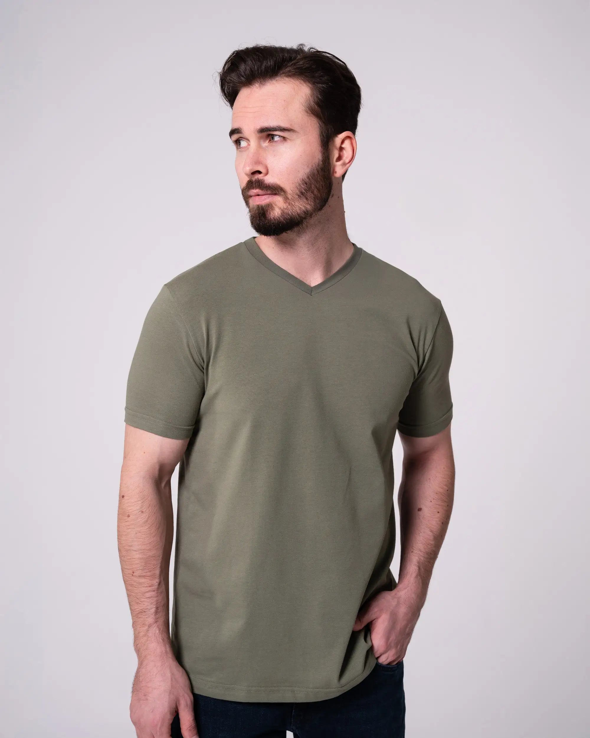 Olive V-Neck T-Shirt