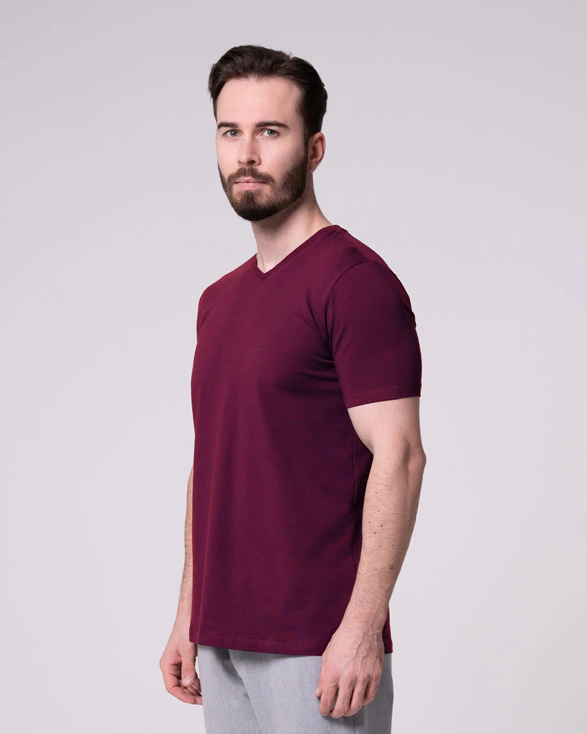 Burgundy V-Neck T-Shirt