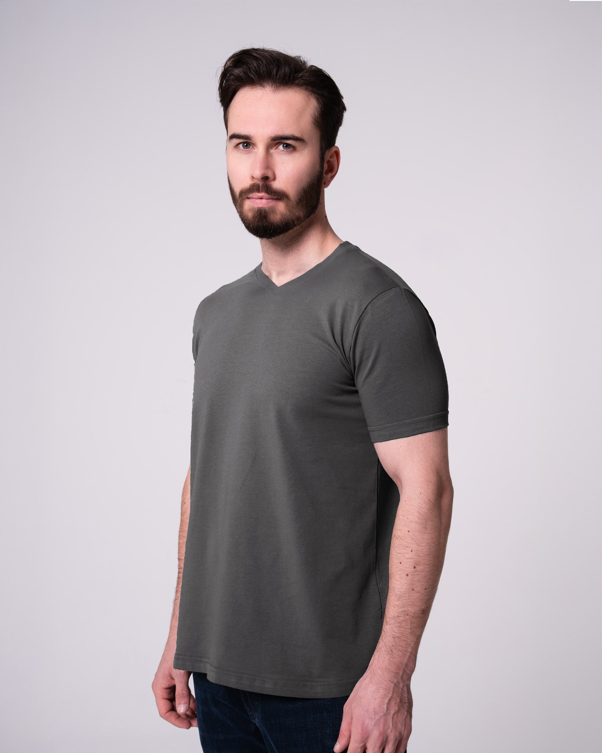 Anthracıte V-Neck T-Shirt