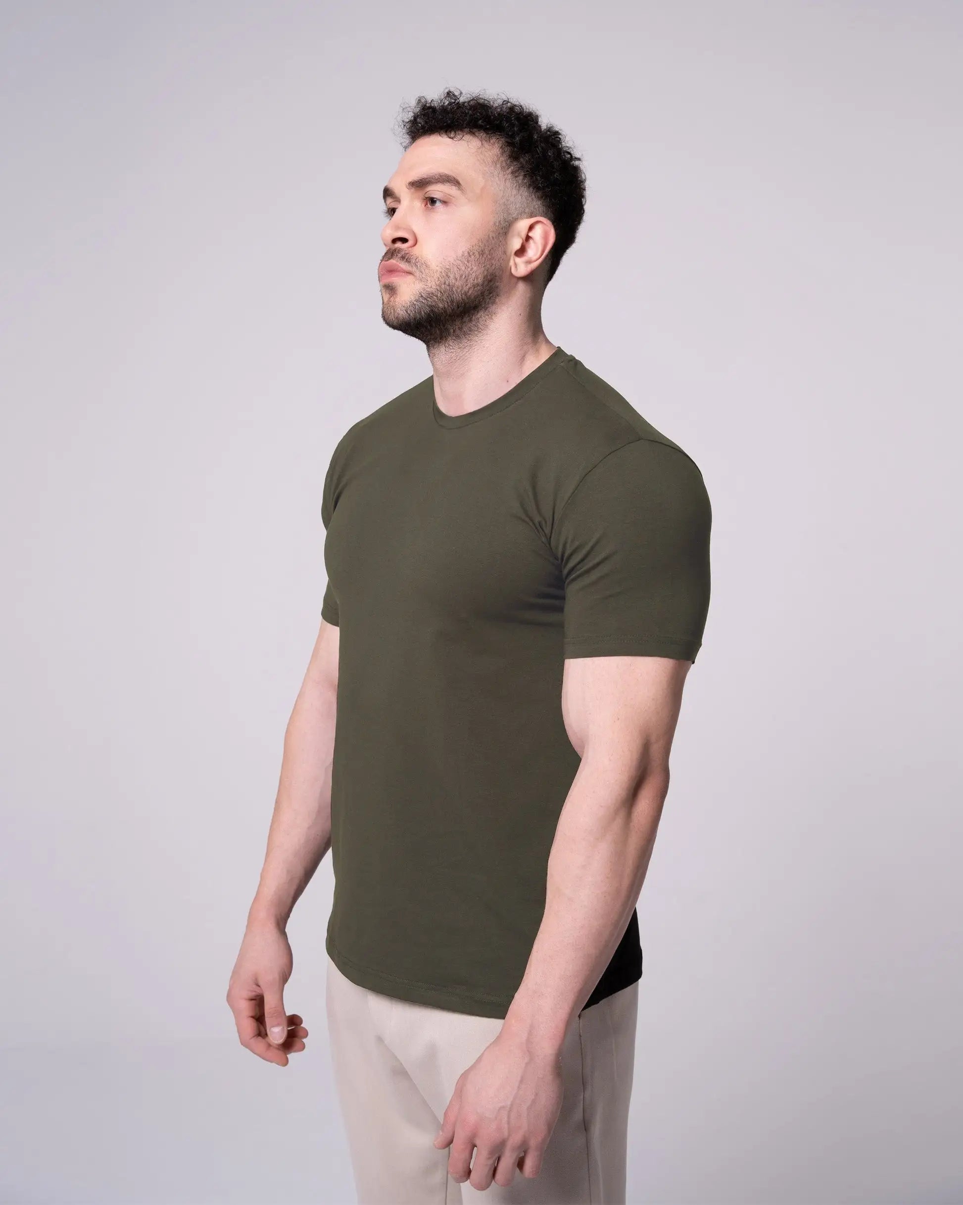 Haki Bisiklet Yaka Tişört Craftlabel