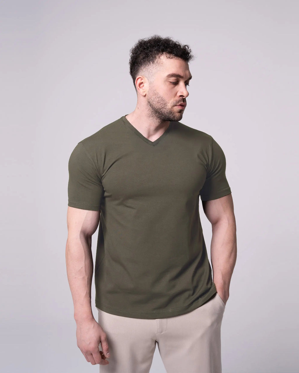 Olive V-Neck T-Shirt