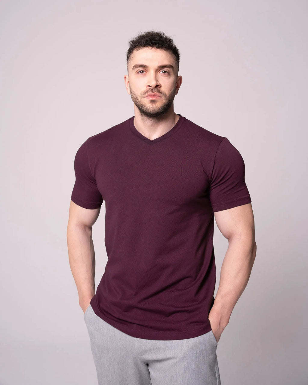 Burgundy V-Neck T-Shirt