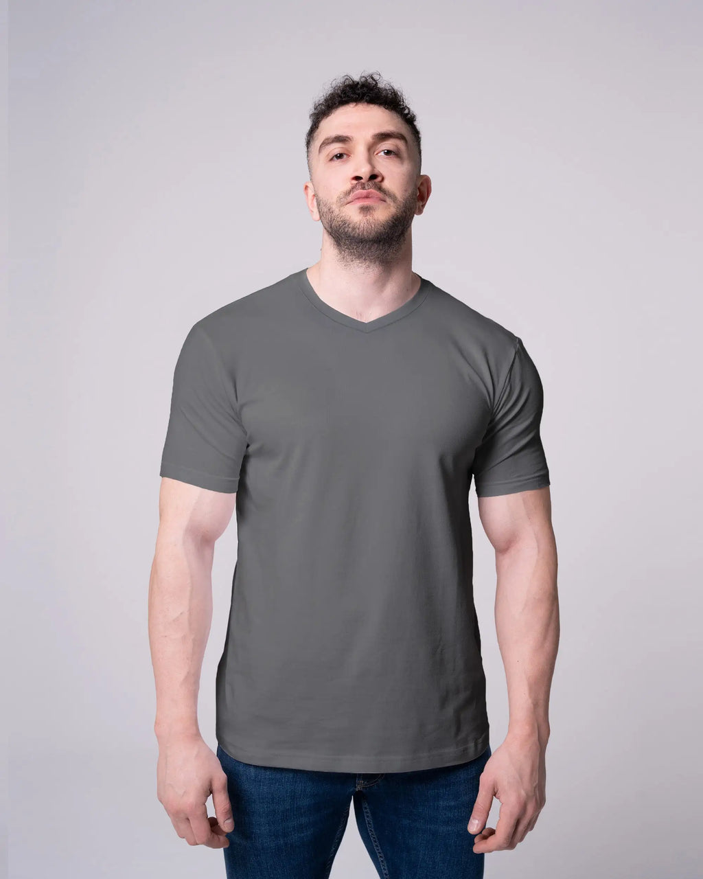 Anthracıte V-Neck T-Shirt