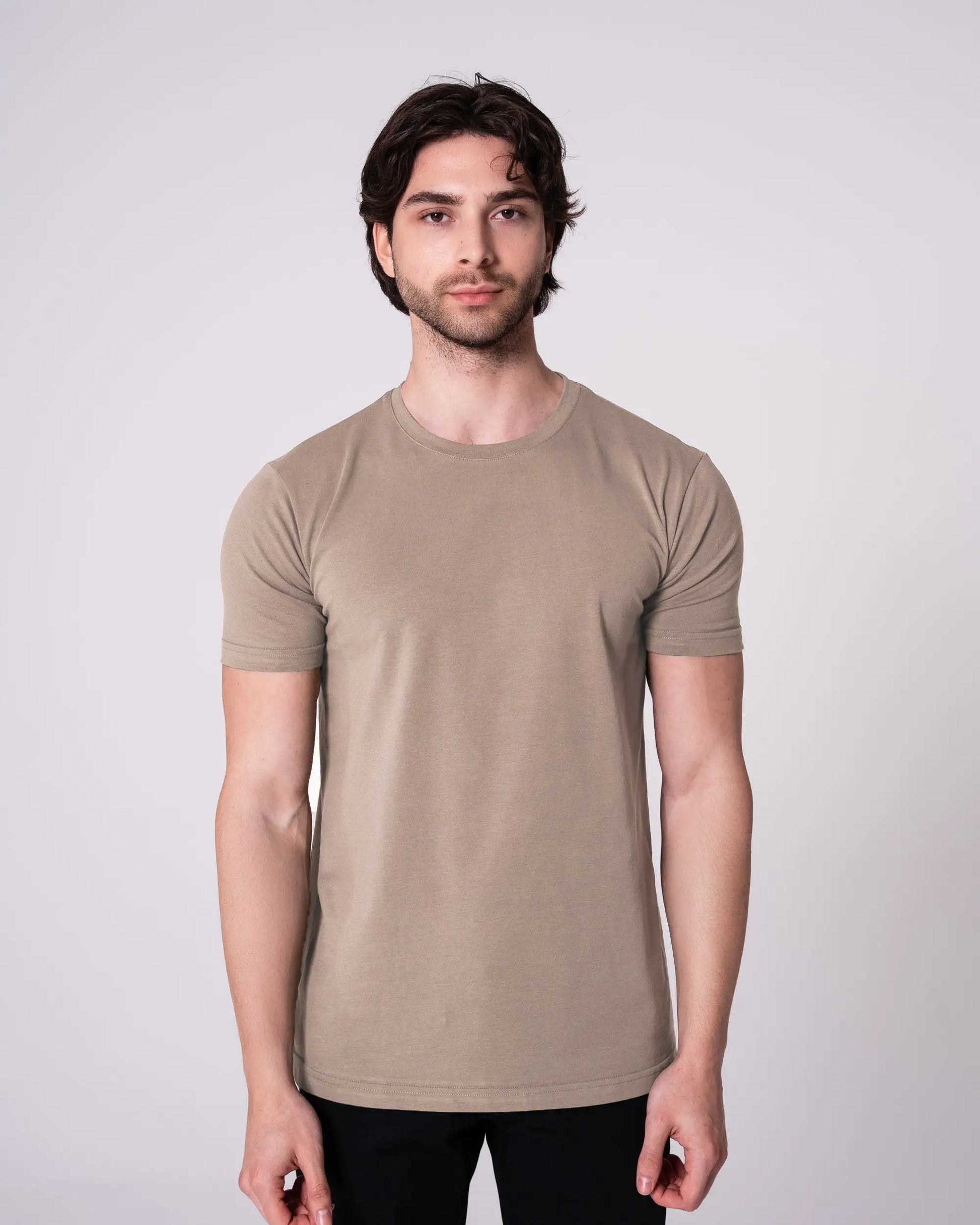 Taş Rengi Bisiklet Yaka Tişört Craftlabel