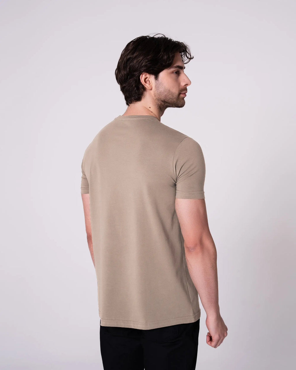 Taş Rengi Bisiklet Yaka Tişört Craftlabel