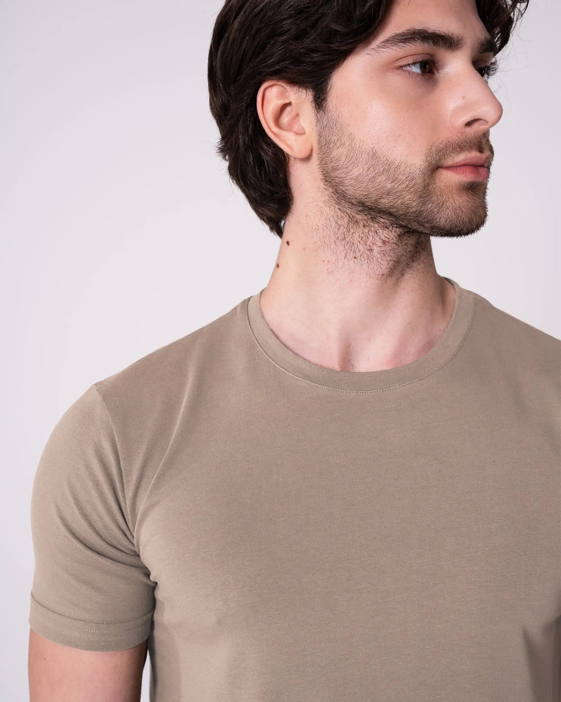 Taş Rengi Bisiklet Yaka Tişört Craftlabel