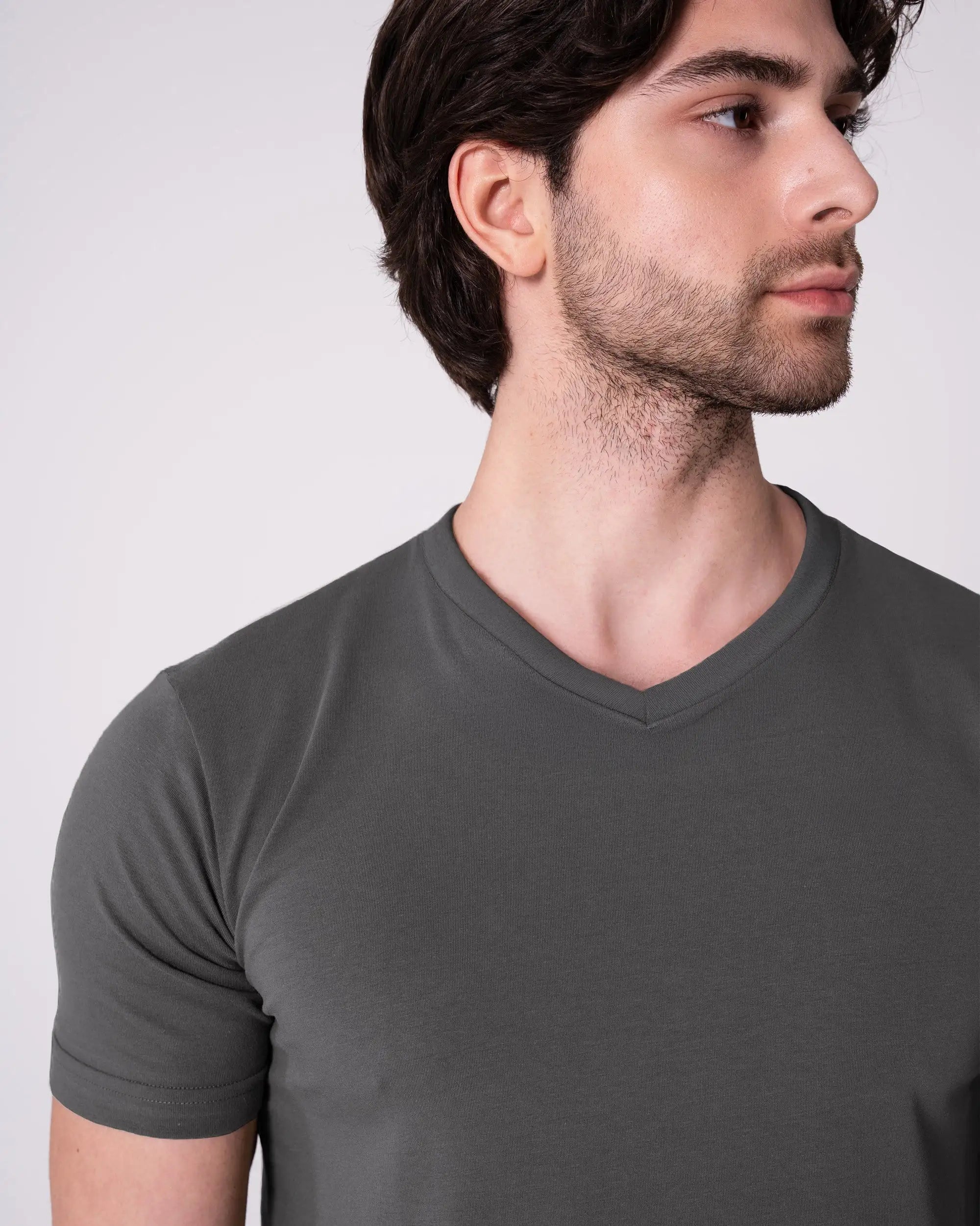 Anthracıte V-Neck T-Shirt