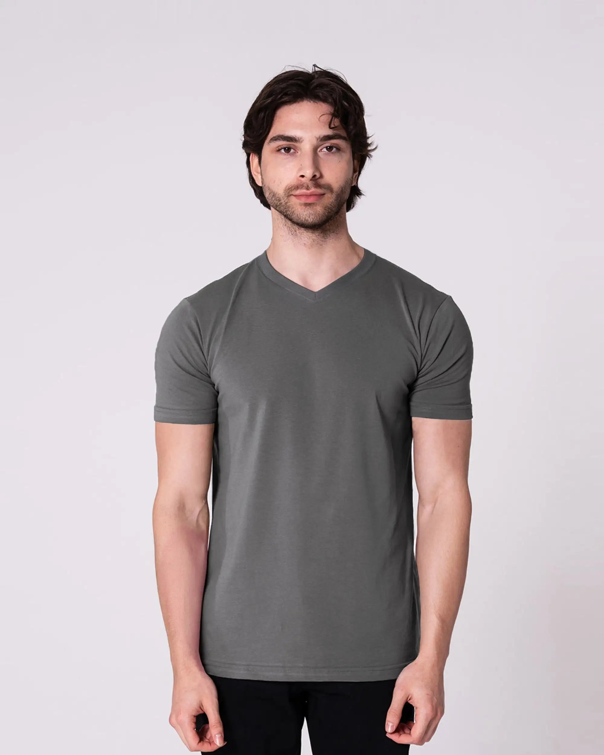 Anthracıte V-Neck T-Shirt