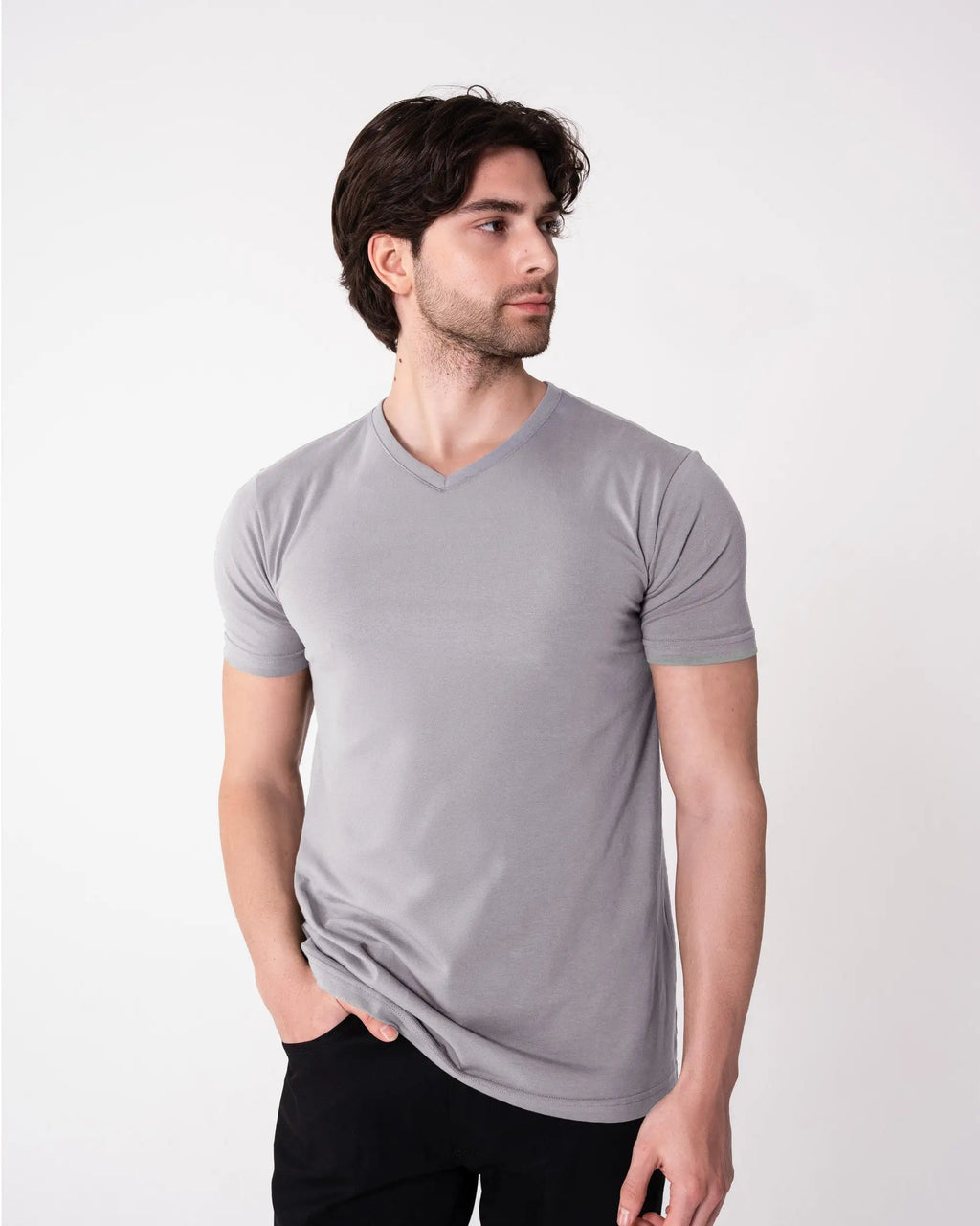 Gray V-Neck T-Shirt