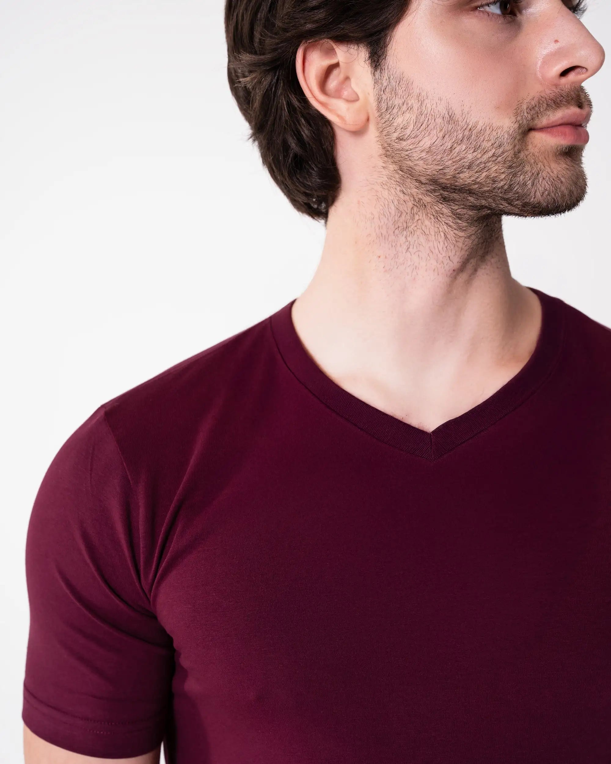 Burgundy V-Neck T-Shirt