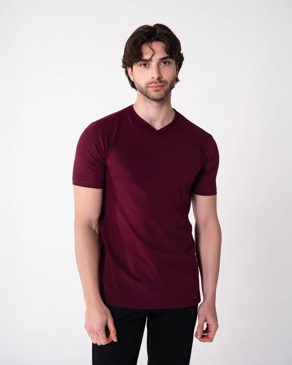 Burgundy V-Neck T-Shirt