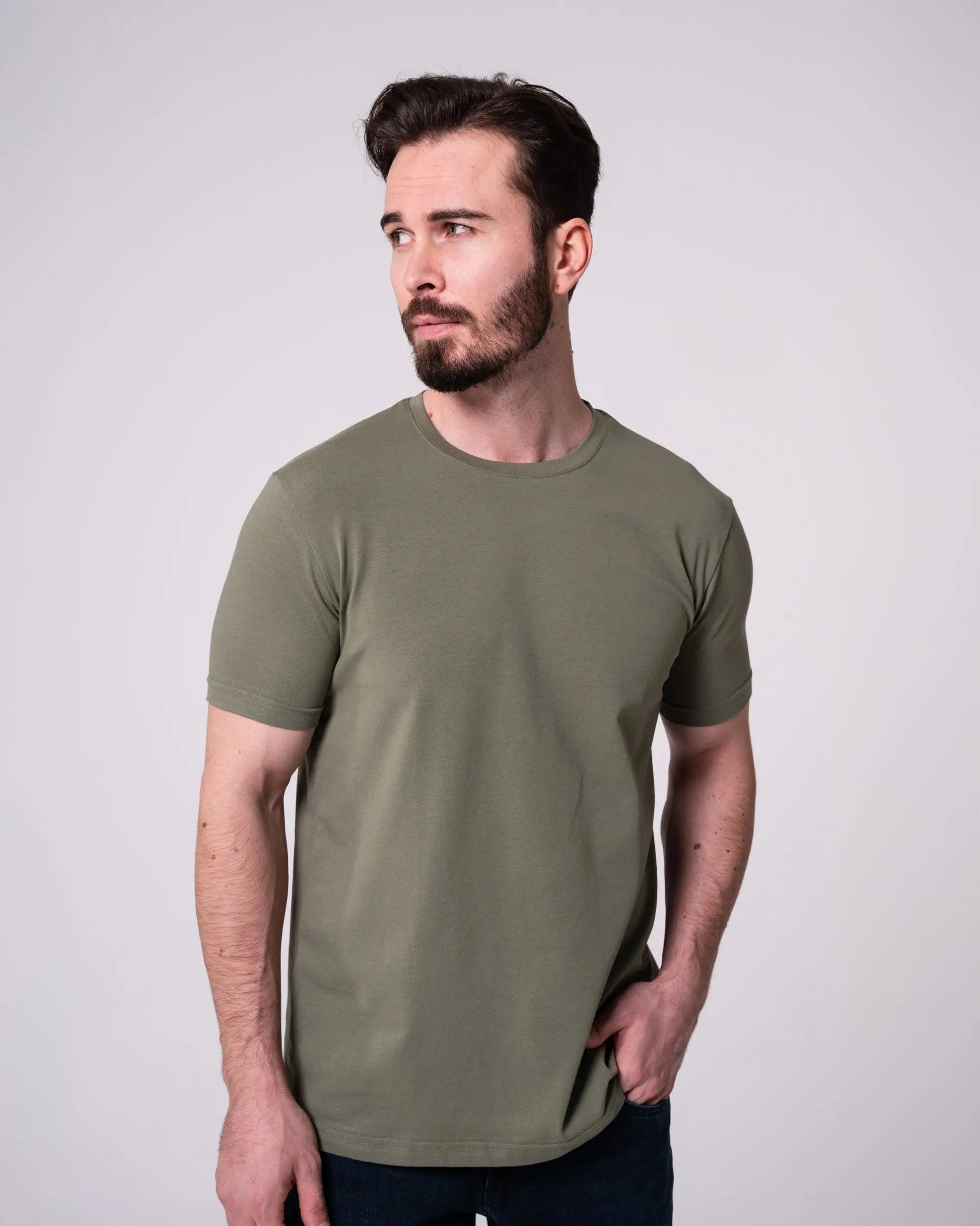 Haki Bisiklet Yaka Tişört Craftlabel