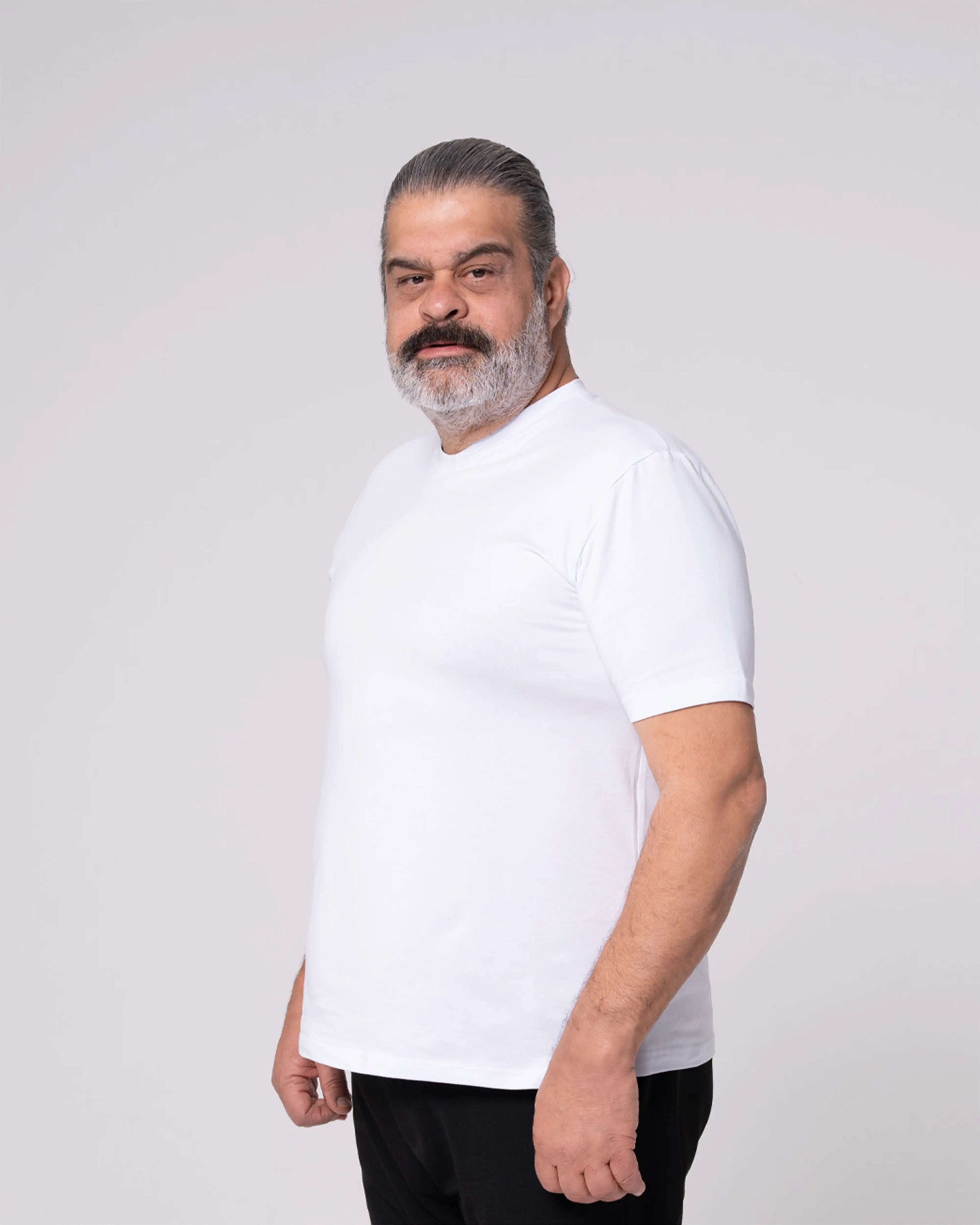 Beyaz Bisiklet Yaka Tişört Craftlabel