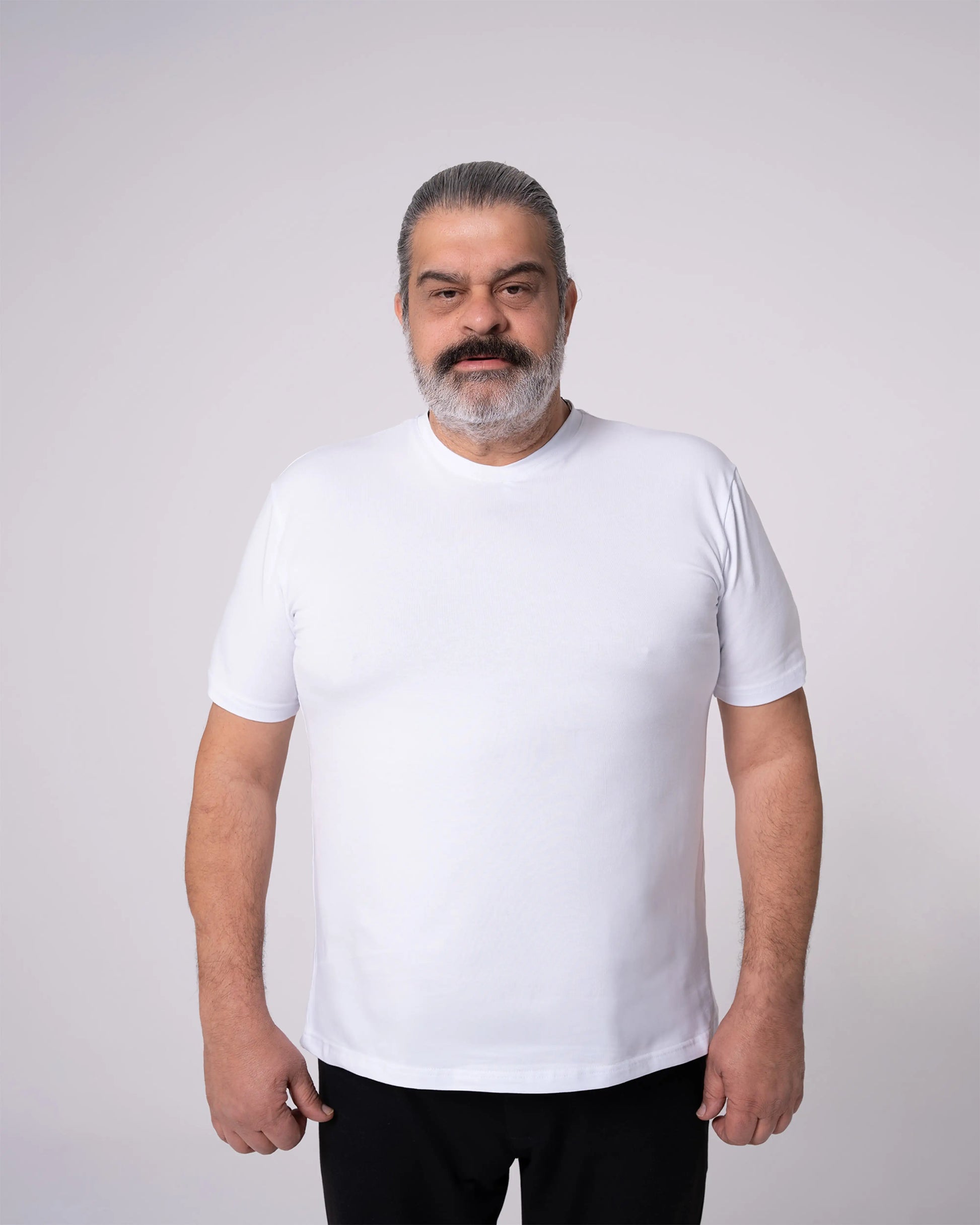 Beyaz Bisiklet Yaka Tişört Craftlabel