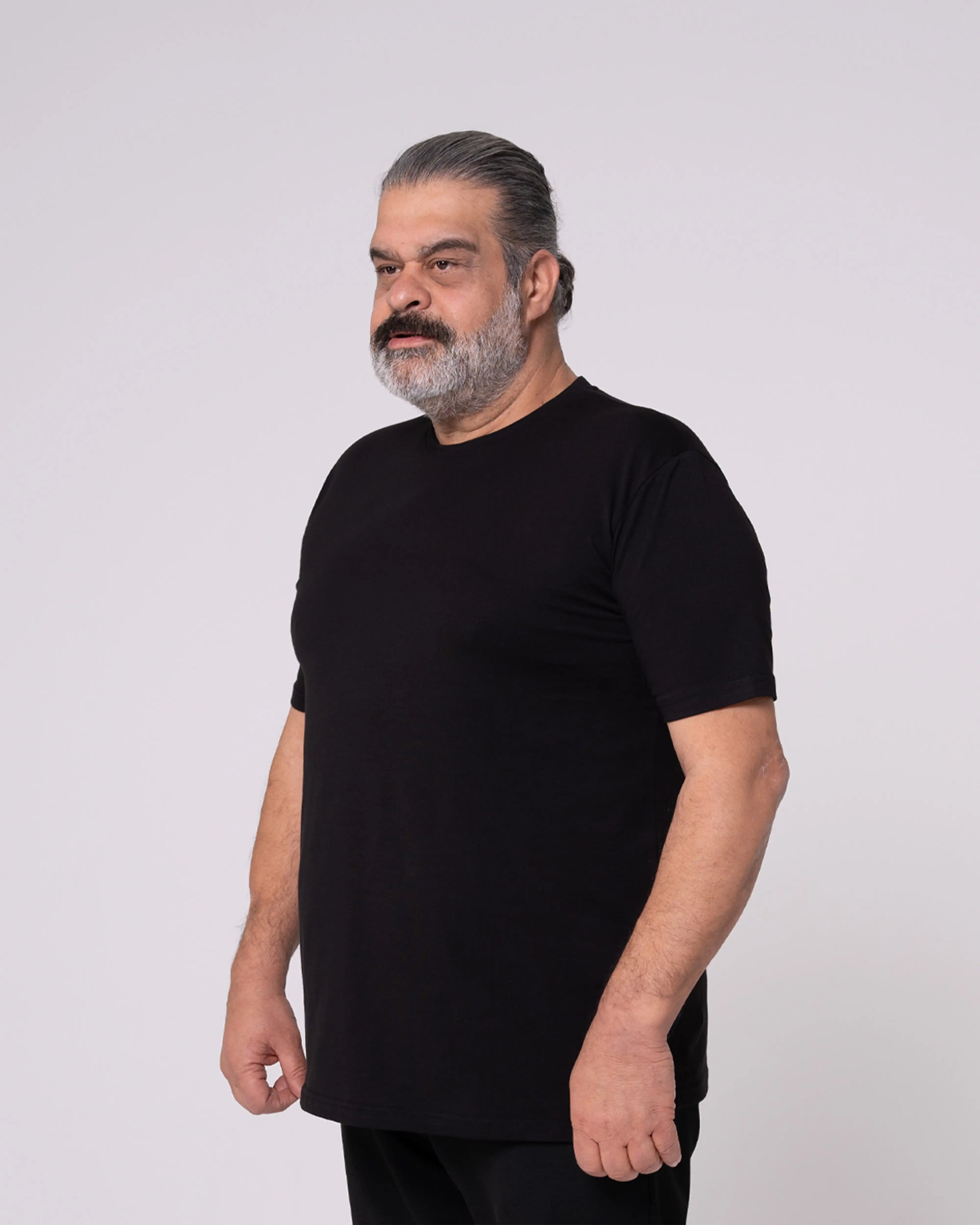 Siyah Bisiklet Yaka Tişört Craftlabel