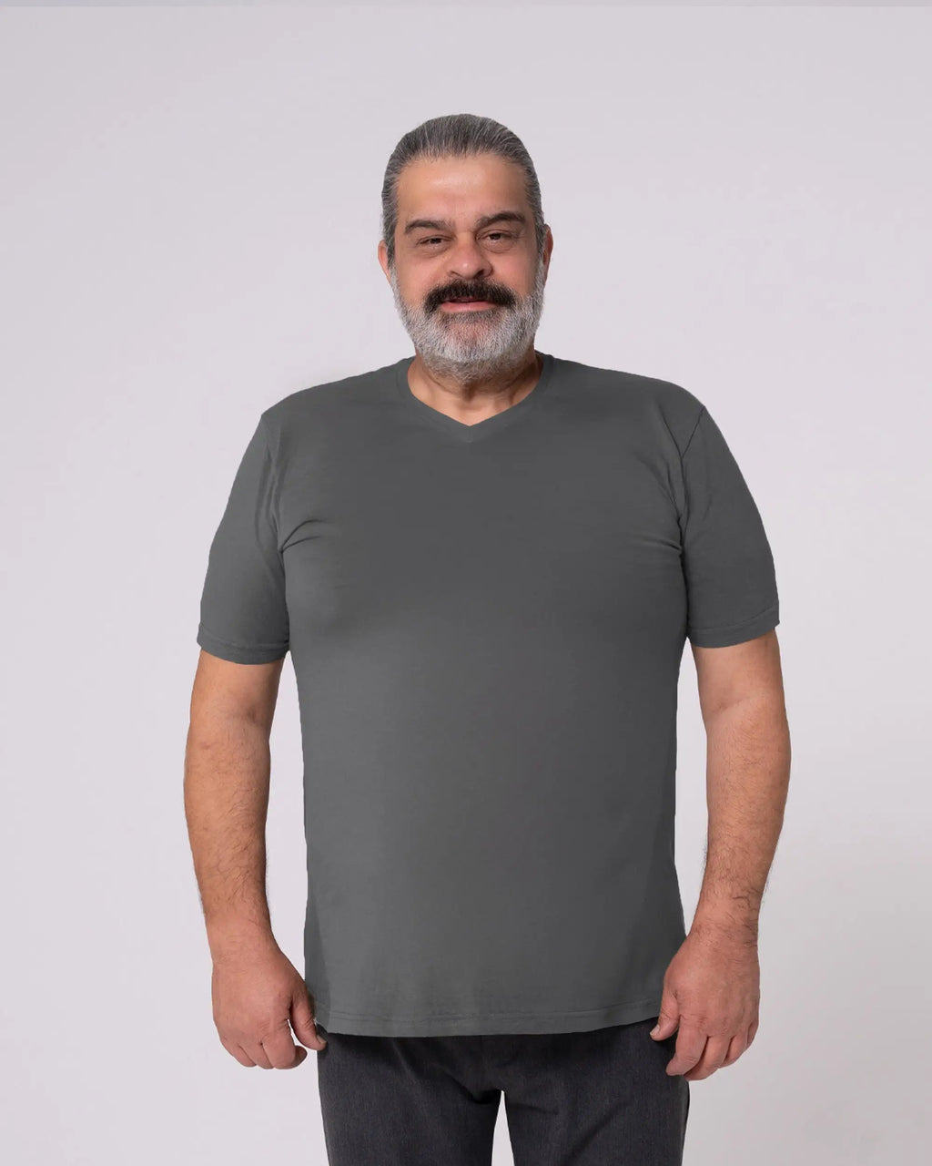 Anthracıte V-Neck T-Shirt