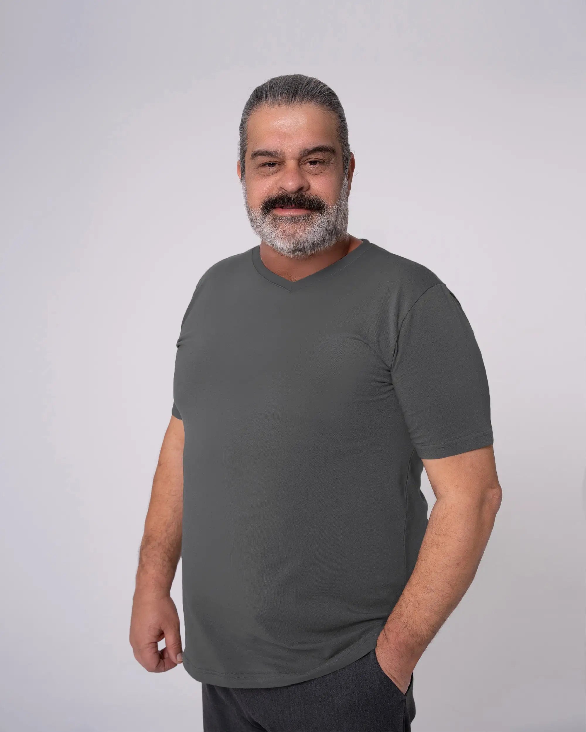 Anthracıte V-Neck T-Shirt