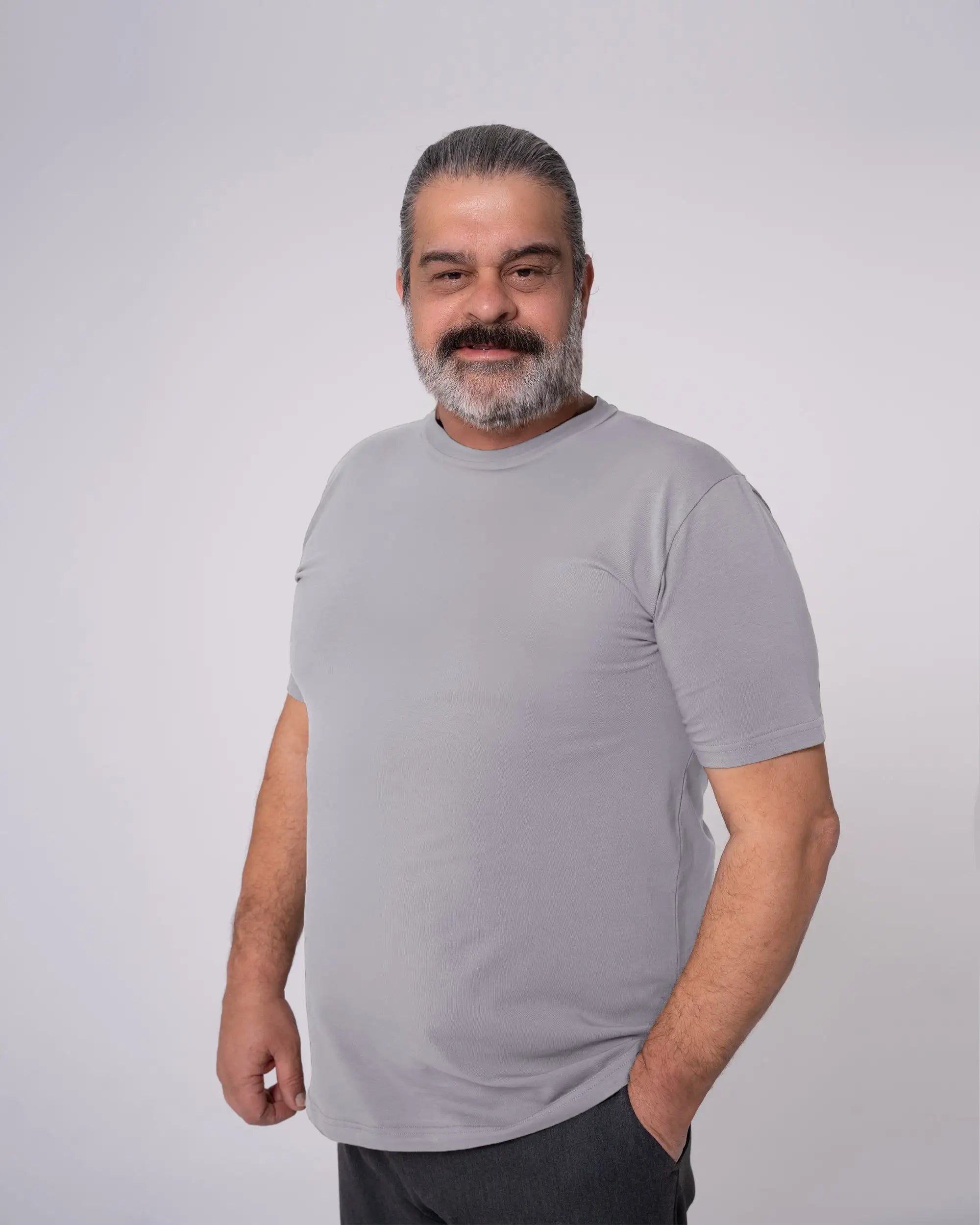 Gri Bisiklet Yaka Tişört Craftlabel