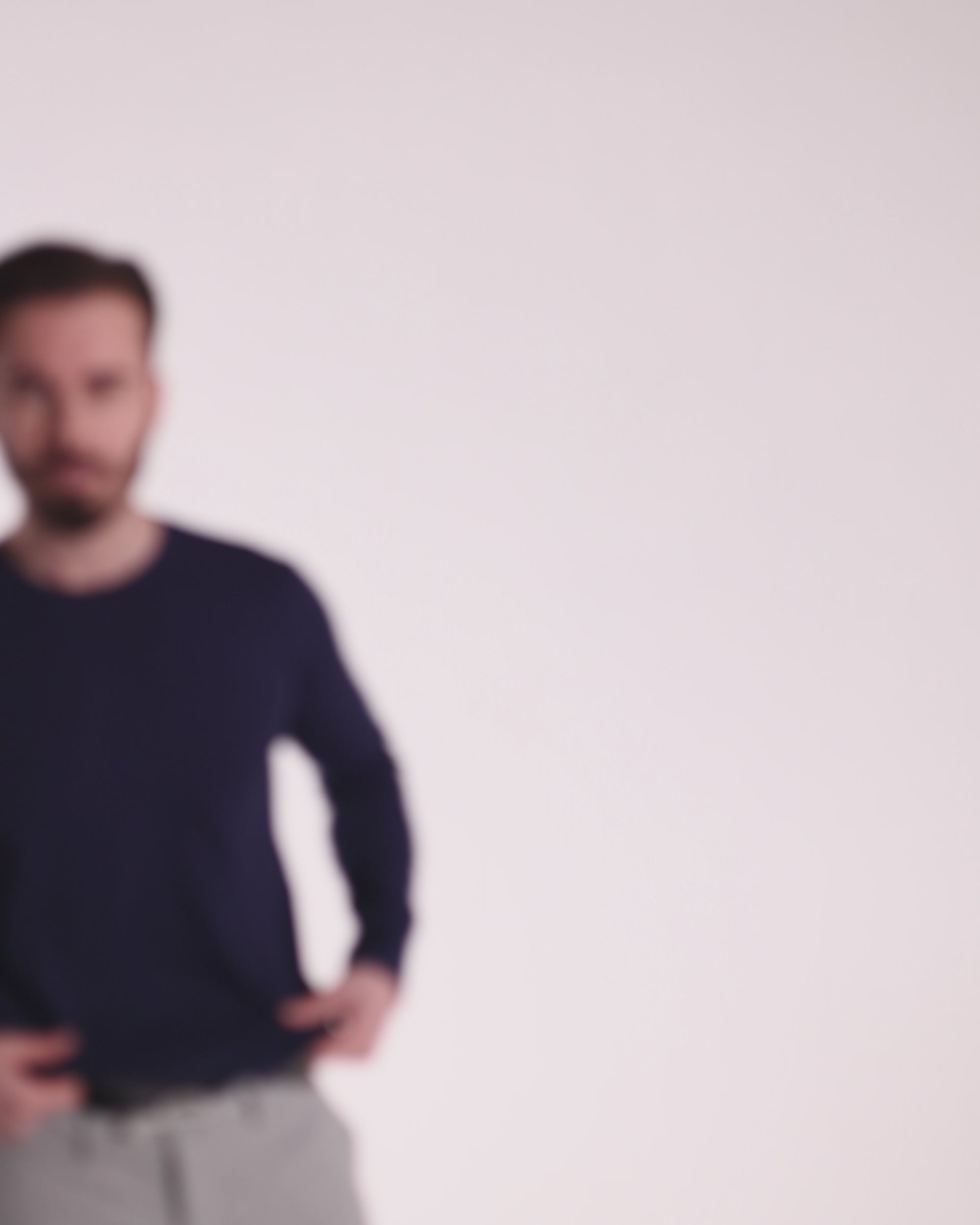 Load video: Navy Blue Long-Sleeve T-Shirt